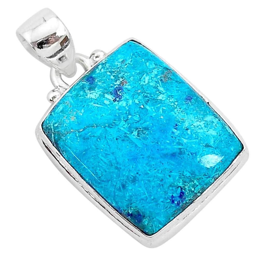 13.70cts natural blue shattuckite 925 sterling silver pendant jewelry r94997