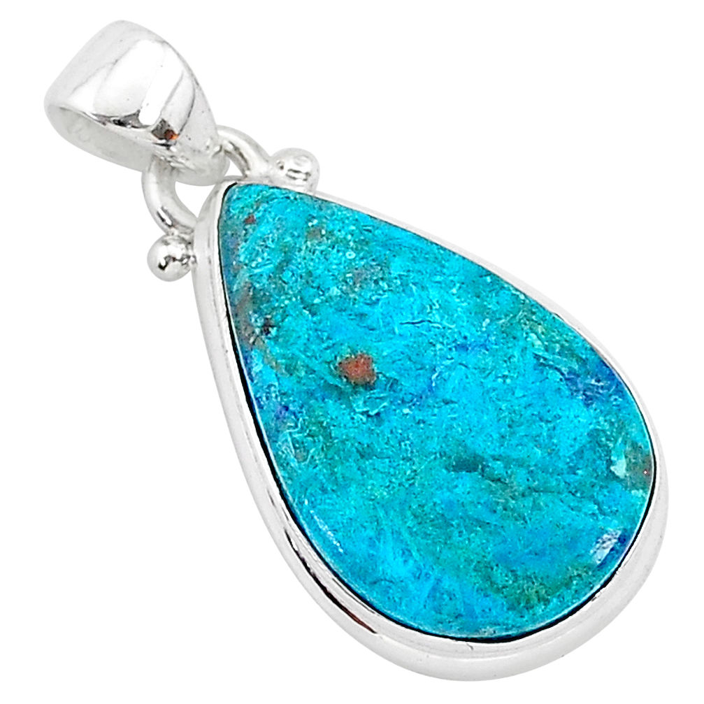 10.08cts natural blue shattuckite 925 sterling silver pendant jewelry r95000