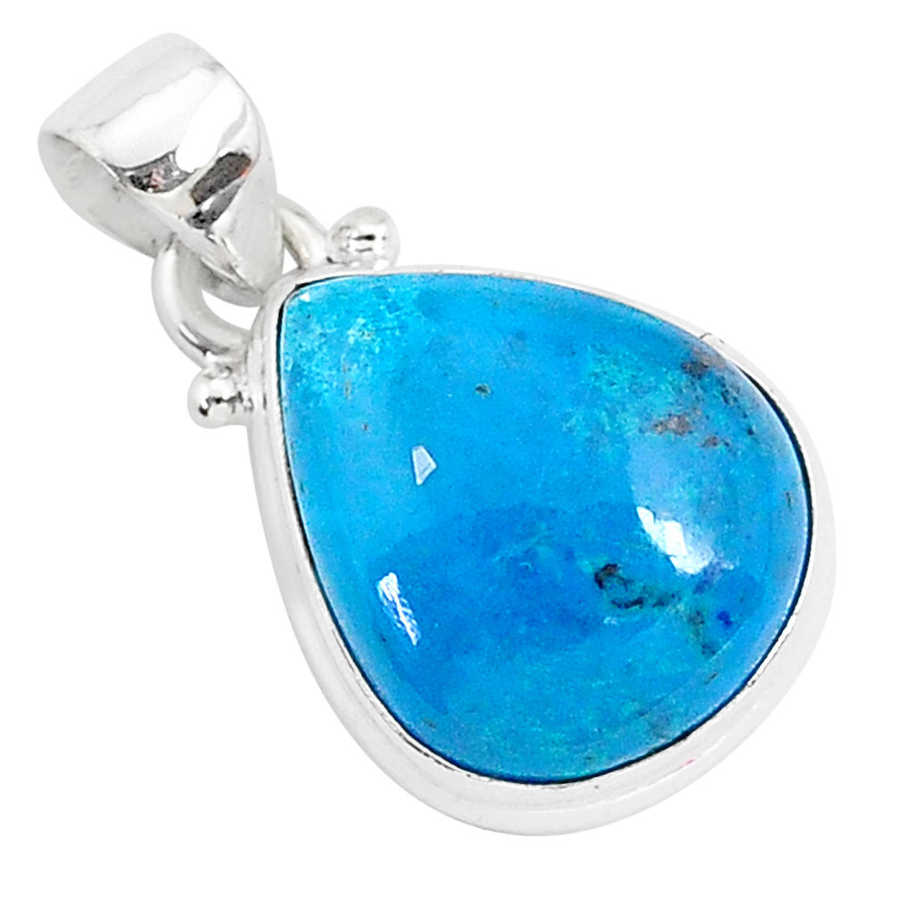 11.57cts natural blue shattuckite 925 sterling silver pendant jewelry r95020