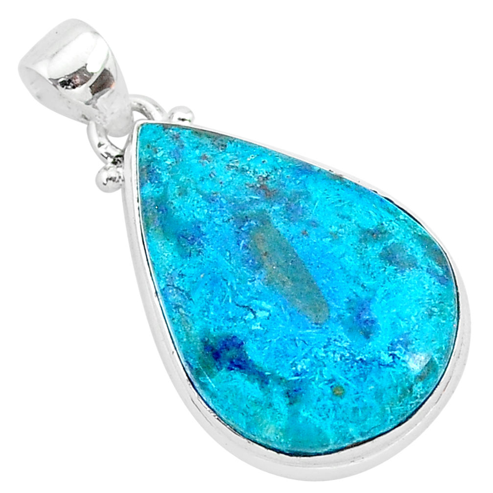 14.68cts natural blue shattuckite 925 sterling silver pendant jewelry r95022