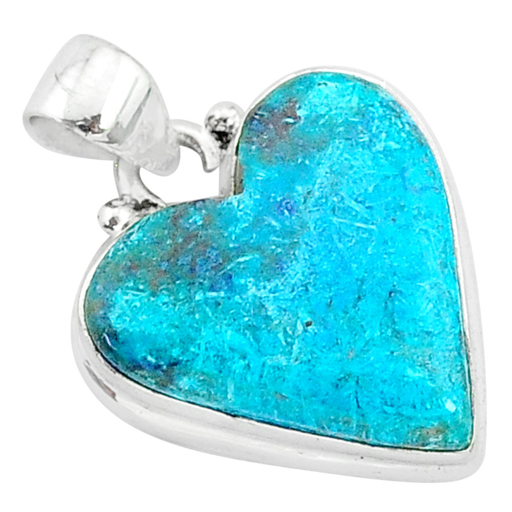 11.17cts natural blue shattuckite 925 sterling silver pendant jewelry r95023