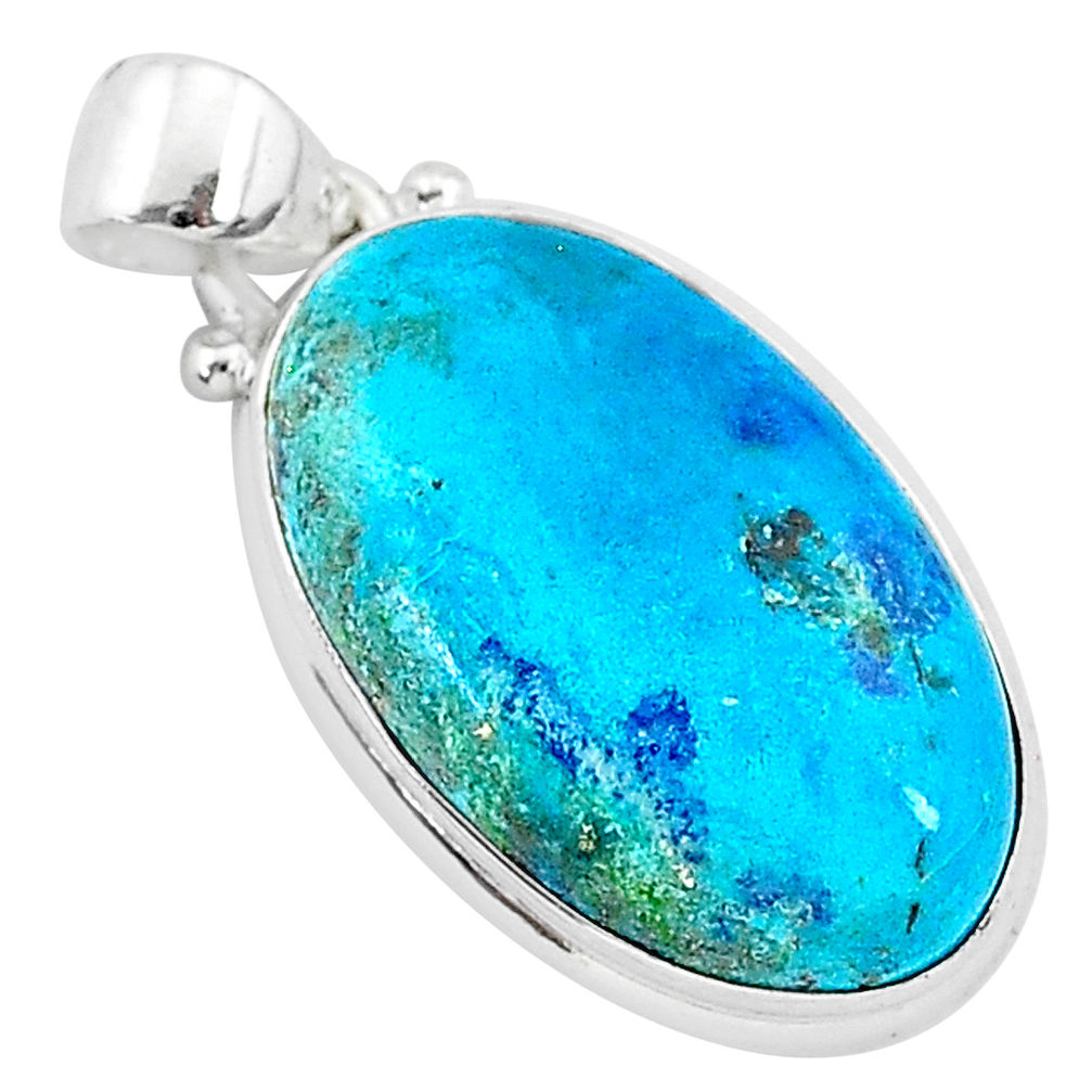 13.15cts natural blue shattuckite 925 sterling silver pendant jewelry r95025