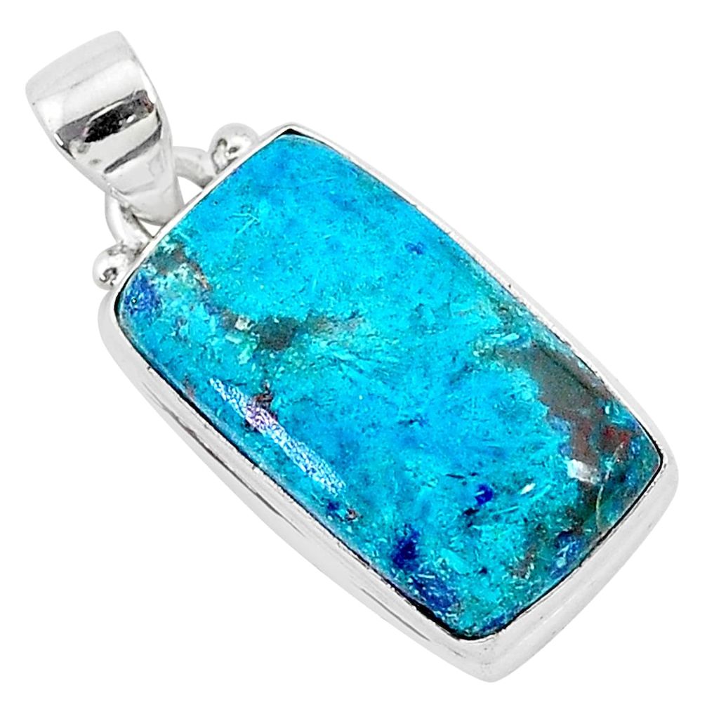 13.70cts natural blue shattuckite 925 sterling silver pendant jewelry r95030