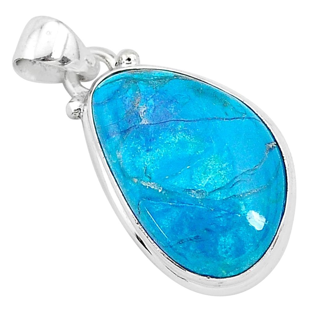 13.70cts natural blue shattuckite 925 sterling silver pendant jewelry r95034