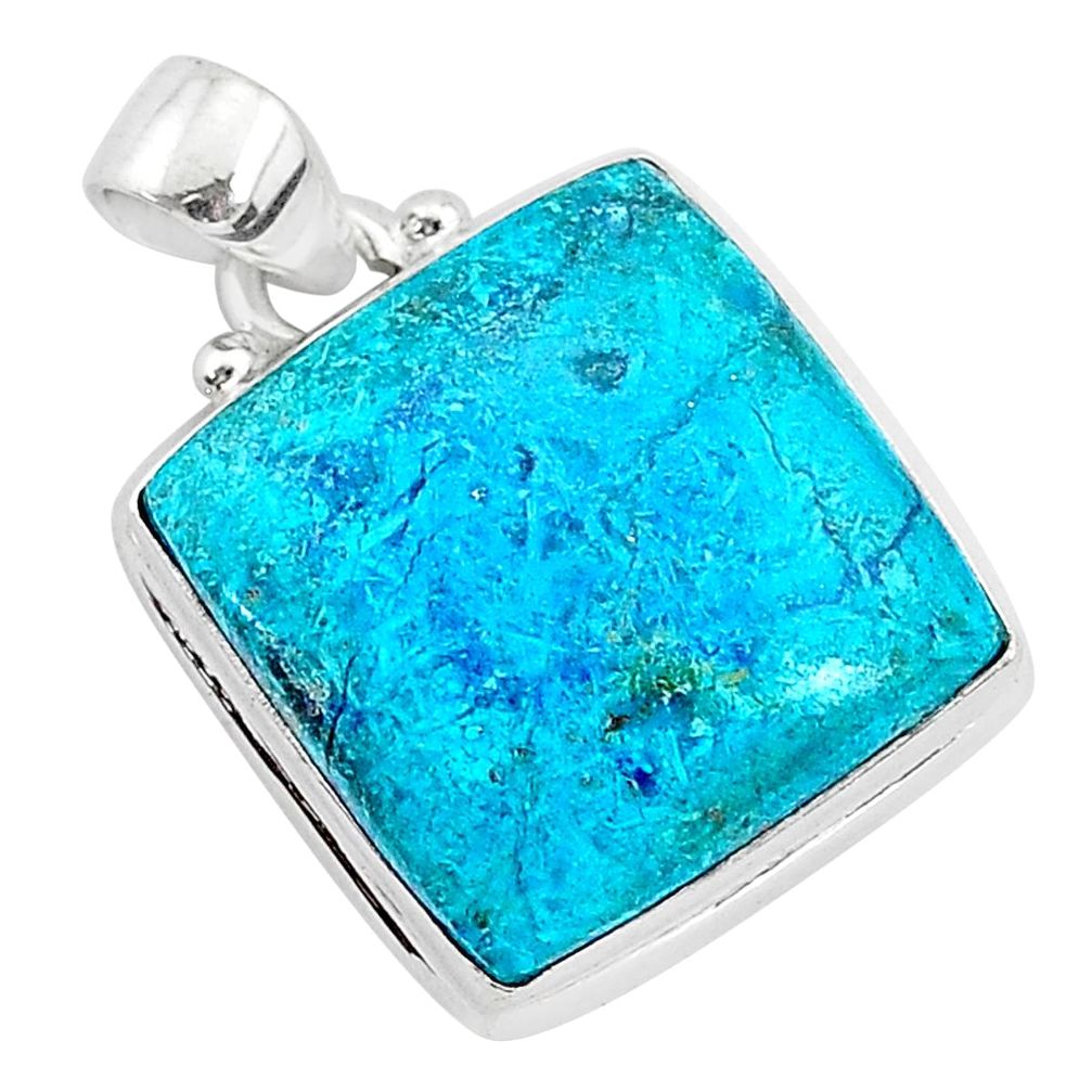 16.20cts natural blue shattuckite 925 sterling silver pendant jewelry r95042