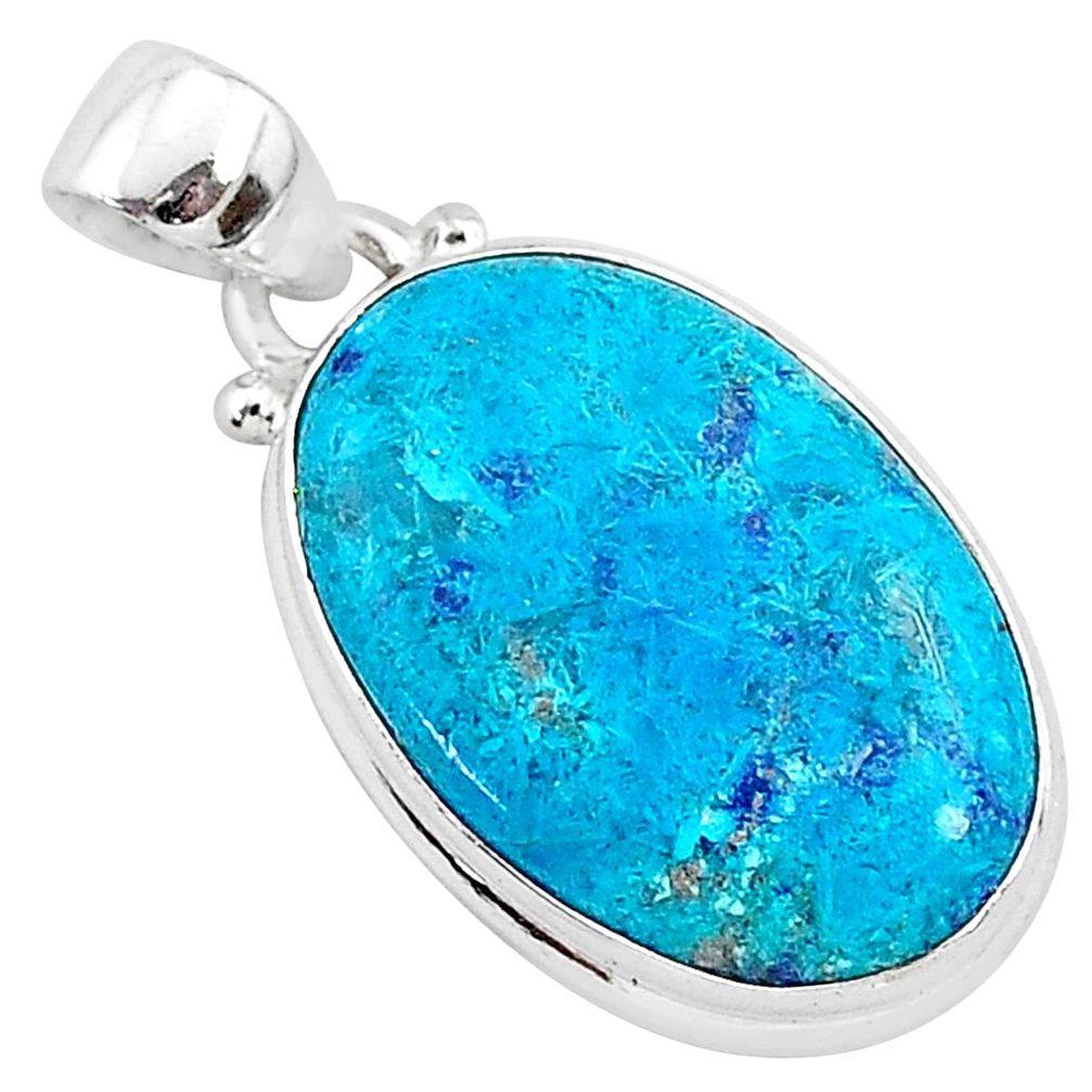 11.07cts natural blue shattuckite 925 sterling silver pendant jewelry r95047