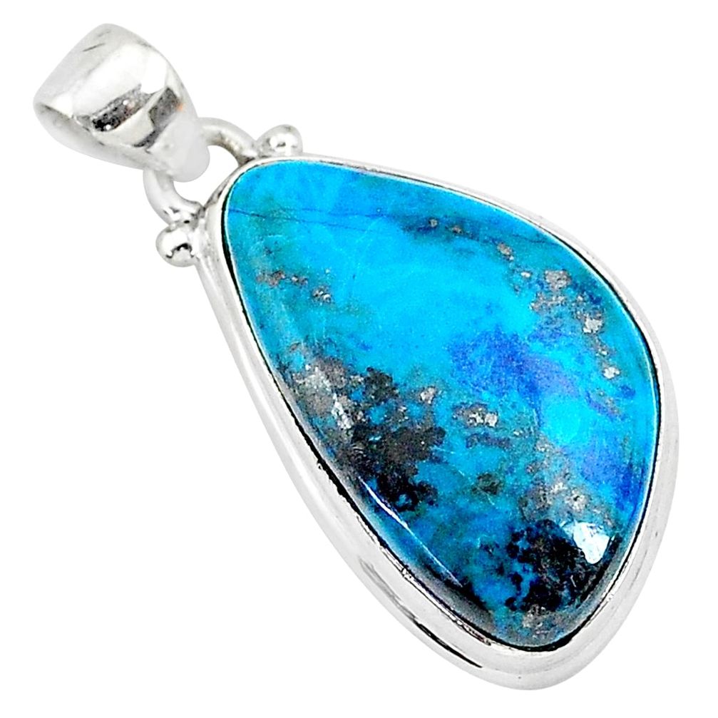 15.65cts natural blue shattuckite 925 sterling silver pendant jewelry r95059