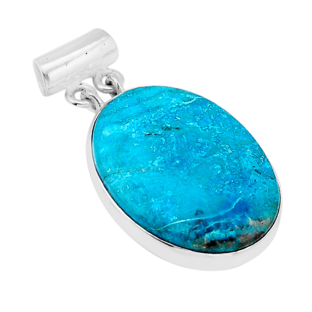 19.27cts natural blue shattuckite 925 sterling silver pendant jewelry y66574