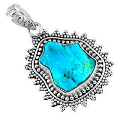 8.91cts natural blue sleeping beauty turquoise rough 925 silver pendant r62251