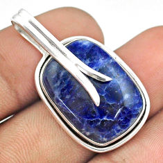 14.47cts natural blue sodalite 925 sterling silver pendant jewelry u22341