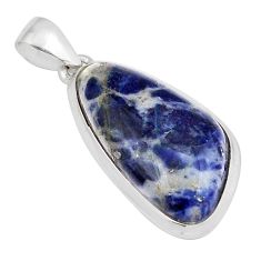 15.02cts natural blue sodalite 925 sterling silver pendant jewelry y23570