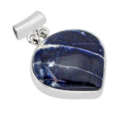 28.30cts natural blue sodalite heart 925 sterling silver pendant jewelry y66542