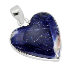 12.22cts natural blue sodalite heart 925 sterling silver pendant jewelry y77682