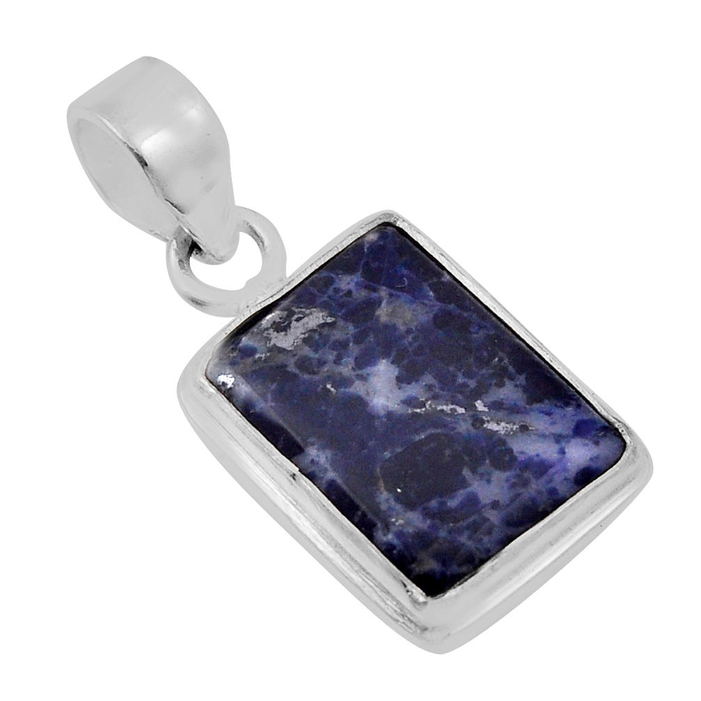 8.43cts natural blue sodalite octagan 925 sterling silver pendant jewelry n30435