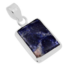 11.69cts natural blue sodalite octagan sterling silver pendant jewelry n30391