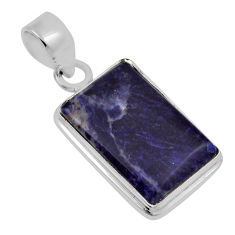 10.27cts natural blue sodalite octagan sterling silver pendant jewelry n30437