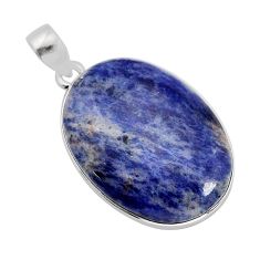 21.48cts natural blue sodalite oval 925 sterling silver pendant jewelry y77341