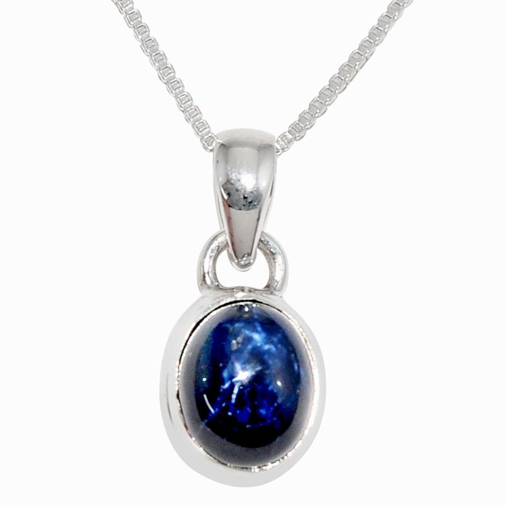 4.16cts natural blue star sapphire 925 sterling silver 18' chain pendant r36420