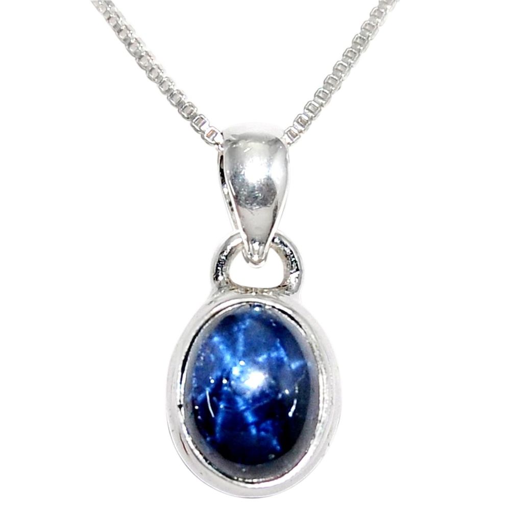 4.19cts natural blue star sapphire 925 sterling silver 18' chain pendant r36426