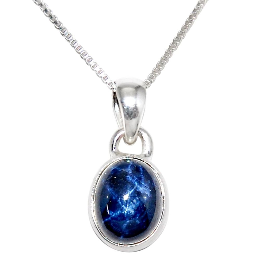 4.36cts natural blue star sapphire 925 sterling silver 18' chain pendant r36433