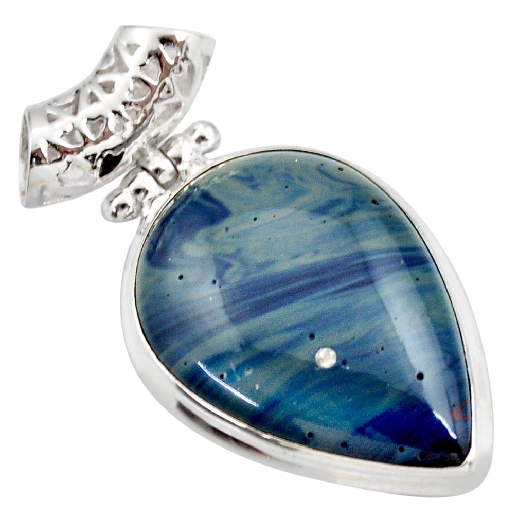 24.00cts natural blue swedish slag 925 sterling silver pendant jewelry d42057