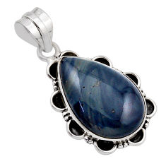 15.02cts natural blue swedish slag 925 sterling silver pendant jewelry n13221