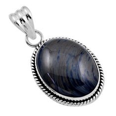 15.73cts natural blue swedish slag 925 sterling silver pendant jewelry n23736