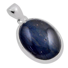 13.15cts natural blue swedish slag 925 sterling silver pendant jewelry n25084