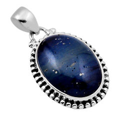 14.40cts natural blue swedish slag 925 sterling silver pendant jewelry n29146