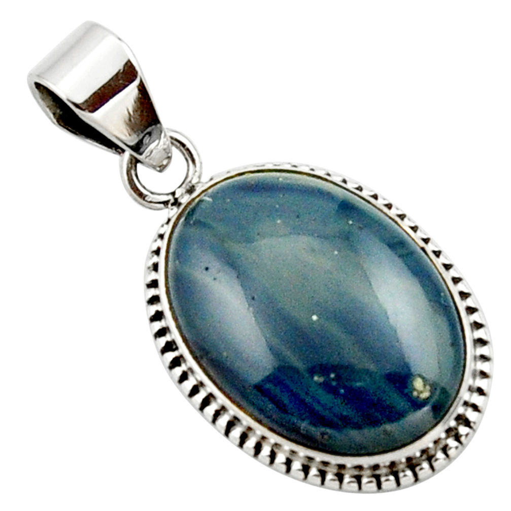 13.70cts natural blue swedish slag 925 sterling silver pendant jewelry r27686