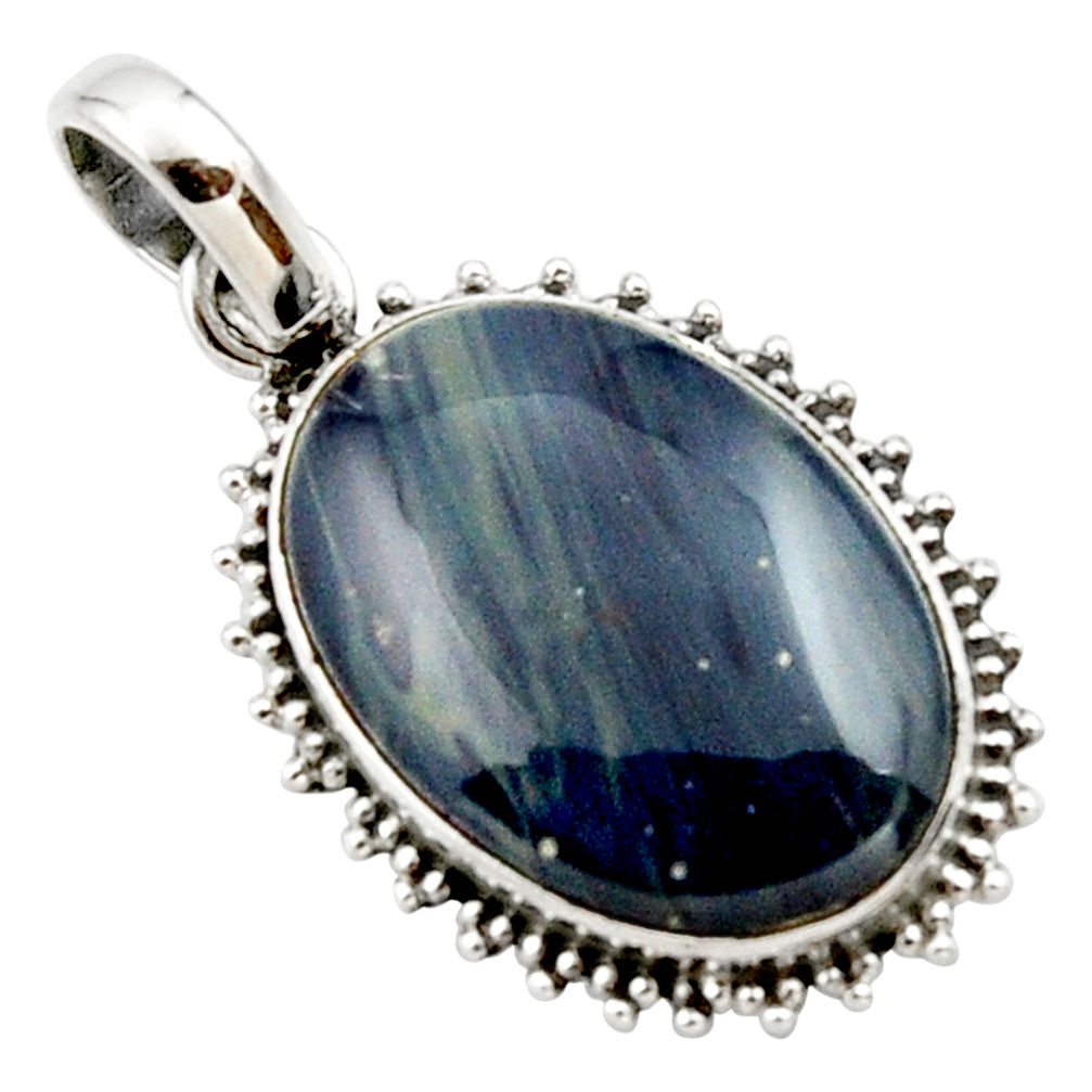 15.65cts natural blue swedish slag 925 sterling silver pendant jewelry r27688