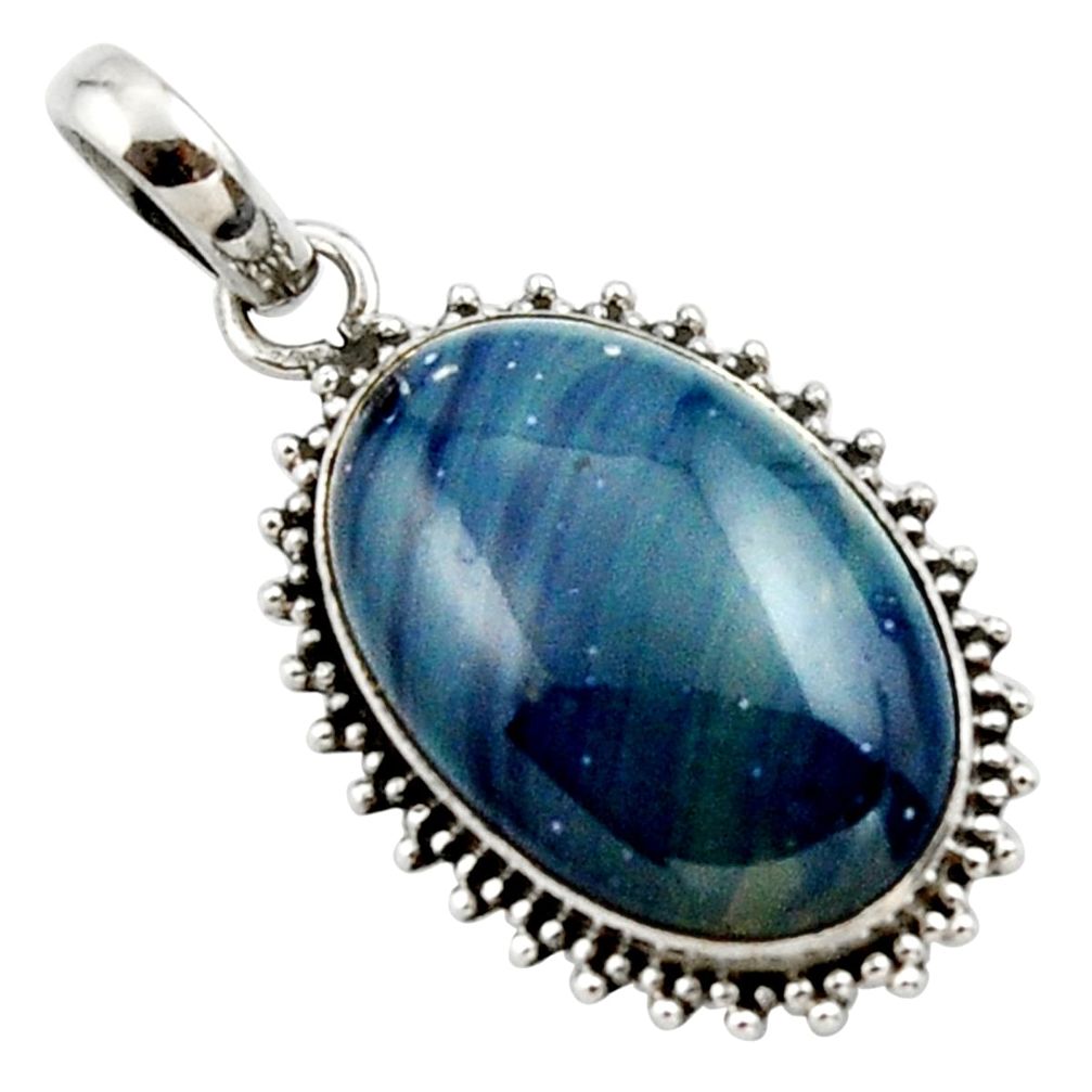 16.20cts natural blue swedish slag 925 sterling silver pendant jewelry r27689