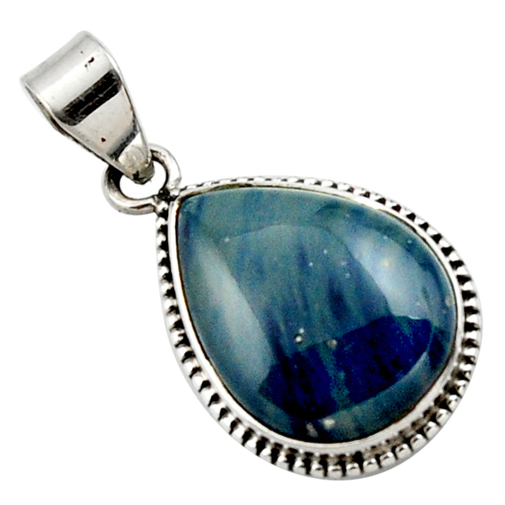 14.72cts natural blue swedish slag 925 sterling silver pendant jewelry r27691
