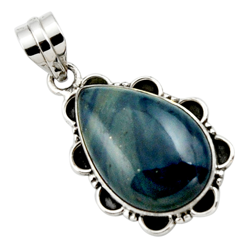 15.65cts natural blue swedish slag 925 sterling silver pendant jewelry r27693