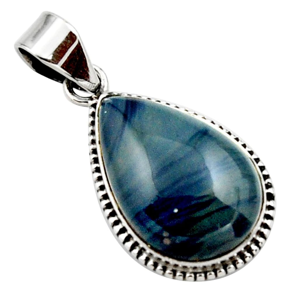 16.20cts natural blue swedish slag 925 sterling silver pendant jewelry r27695