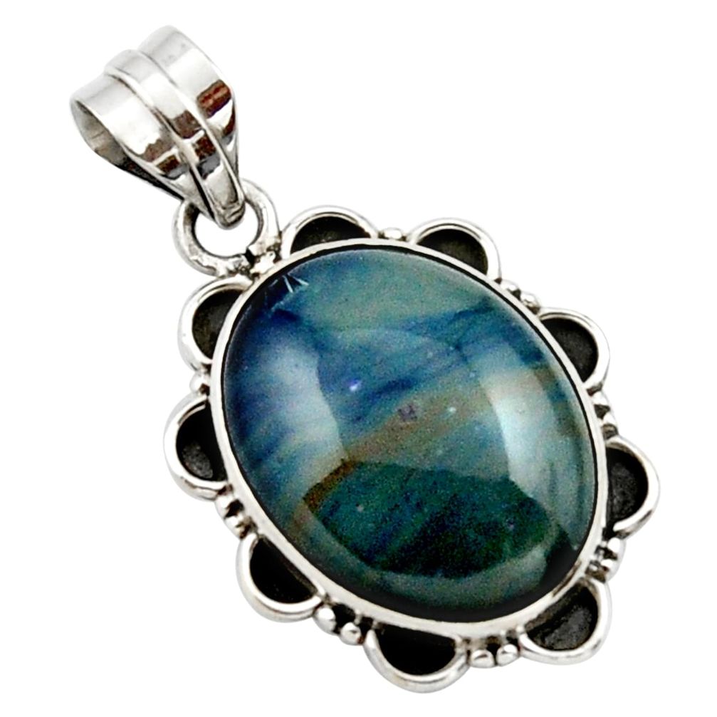 16.73cts natural blue swedish slag 925 sterling silver pendant jewelry r27698