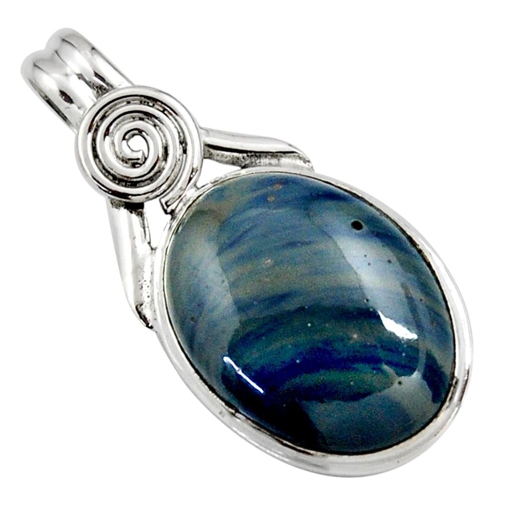 15.08cts natural blue swedish slag 925 sterling silver pendant jewelry r27701