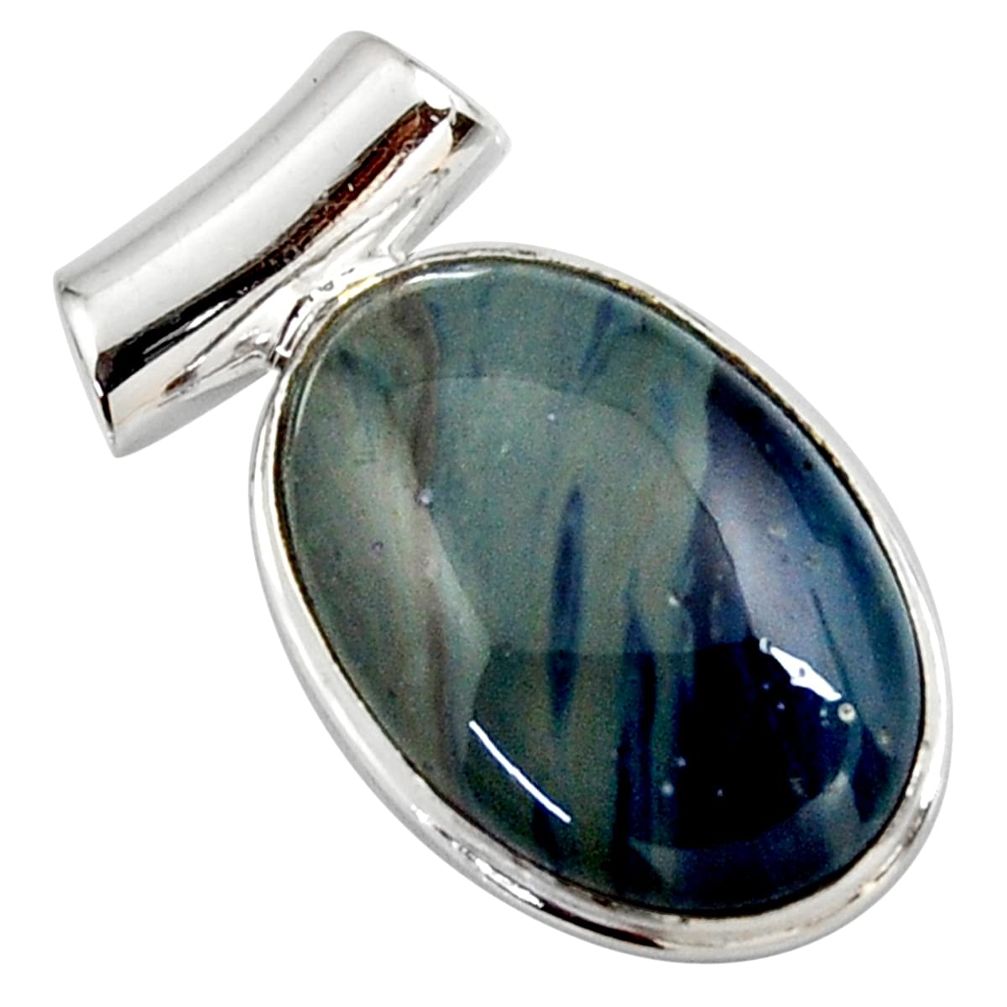 15.08cts natural blue swedish slag 925 sterling silver pendant jewelry r27716