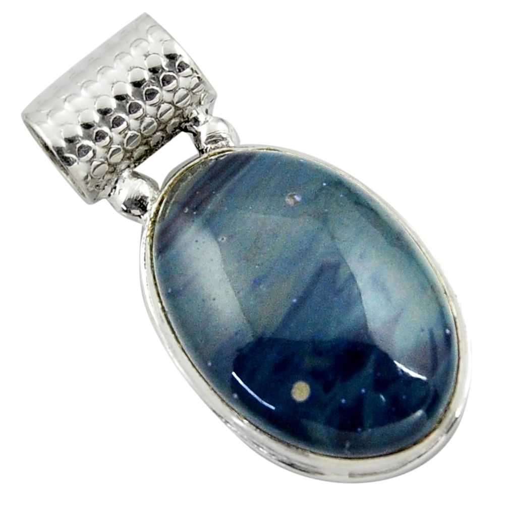 19.23cts natural blue swedish slag 925 sterling silver pendant jewelry r41701