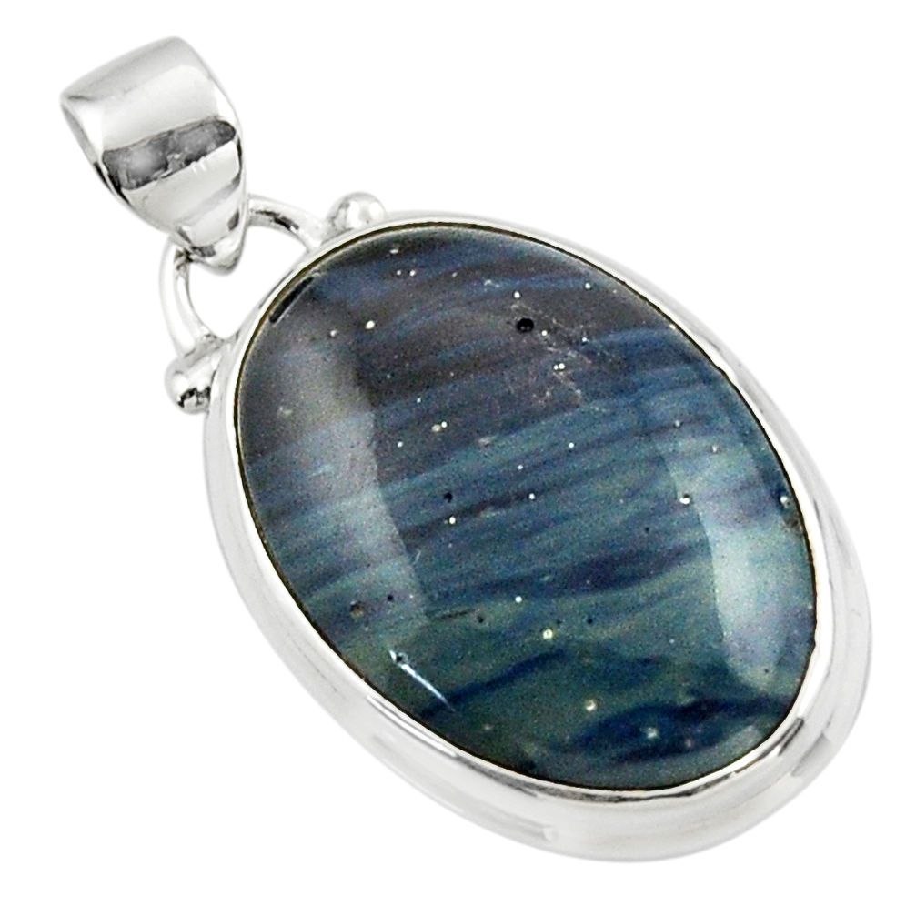 12.15cts natural blue swedish slag 925 sterling silver pendant jewelry r46281