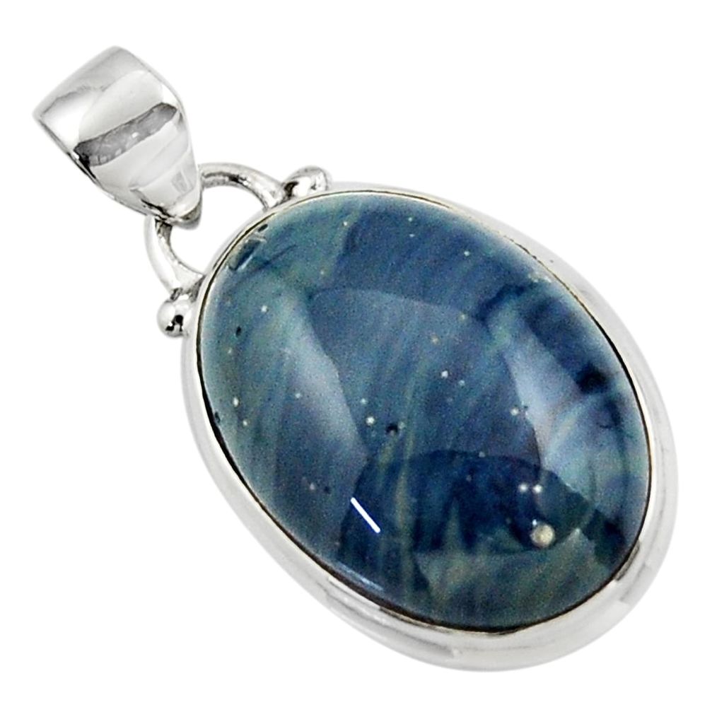 14.15cts natural blue swedish slag 925 sterling silver pendant jewelry r46284