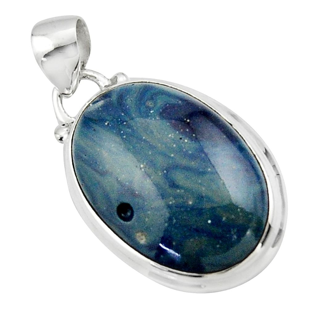 13.53cts natural blue swedish slag 925 sterling silver pendant jewelry r46285