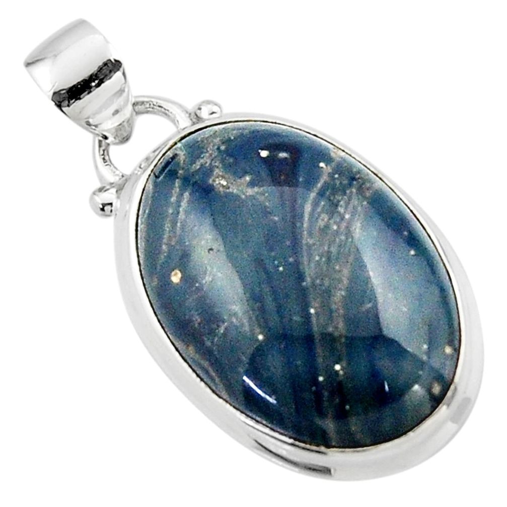 13.73cts natural blue swedish slag 925 sterling silver pendant jewelry r46287