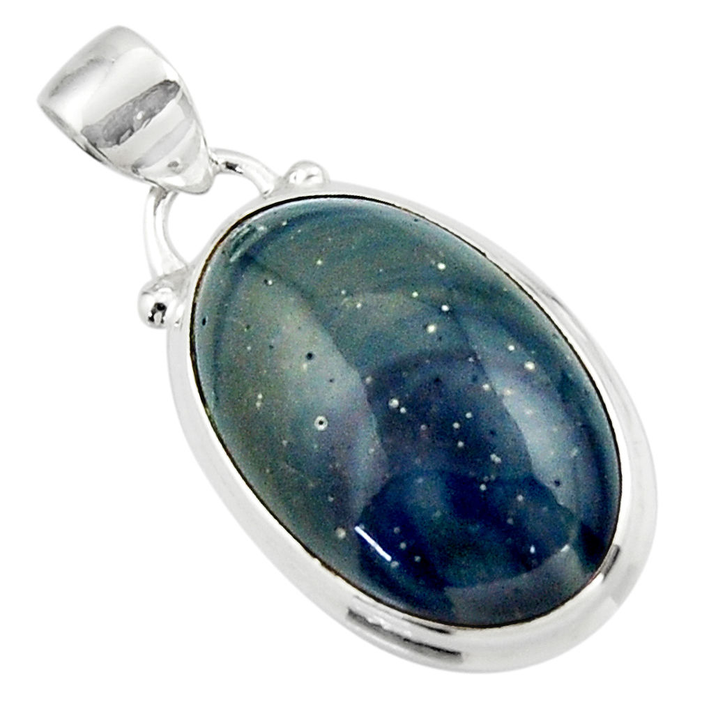 12.68cts natural blue swedish slag 925 sterling silver pendant jewelry r46289