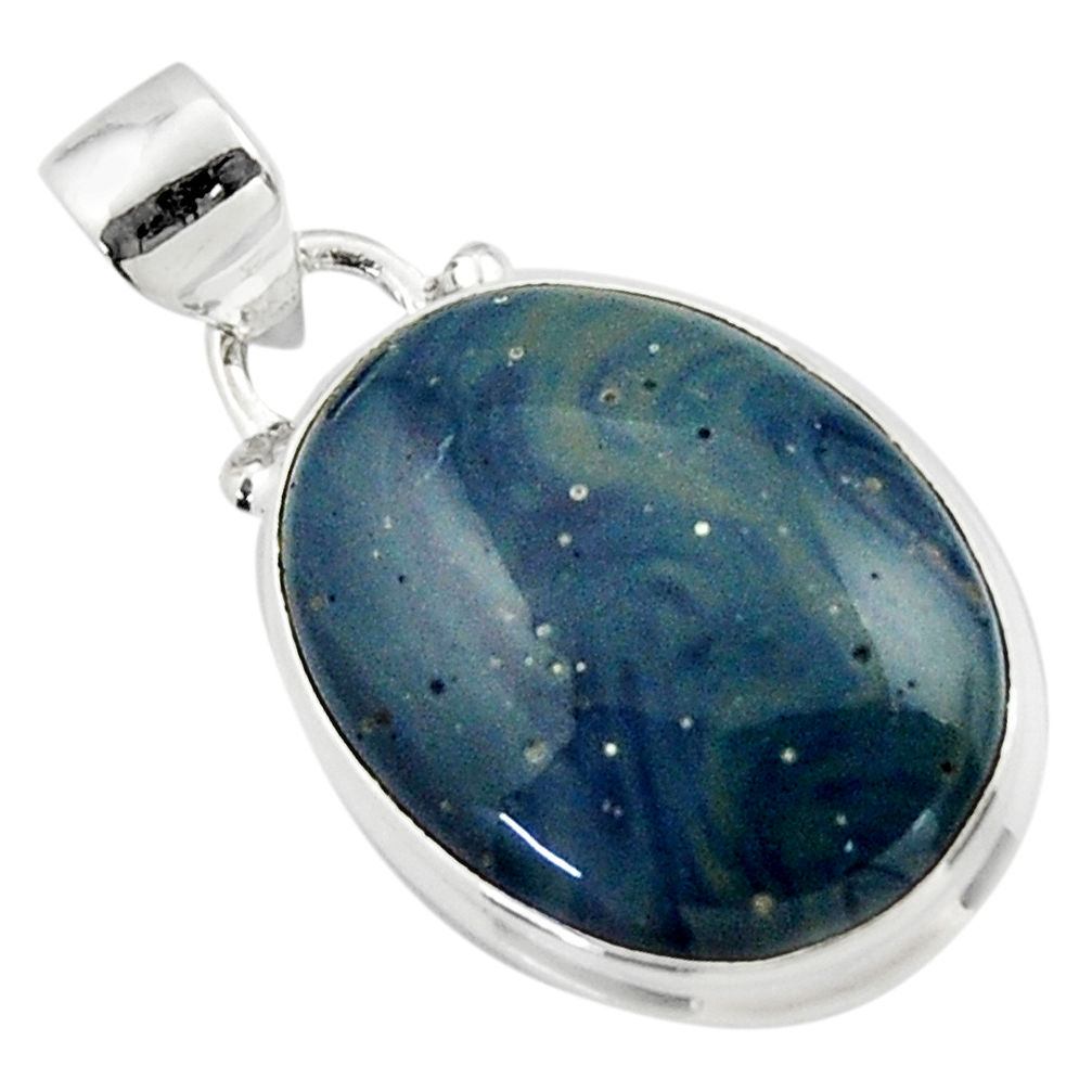 11.65cts natural blue swedish slag 925 sterling silver pendant jewelry r46290