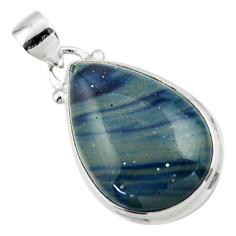 14.15cts natural blue swedish slag 925 sterling silver pendant jewelry r46291