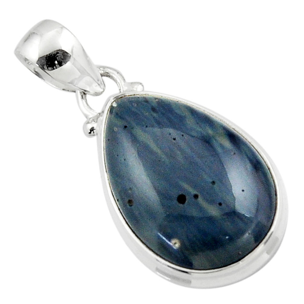 12.58cts natural blue swedish slag 925 sterling silver pendant jewelry r46293