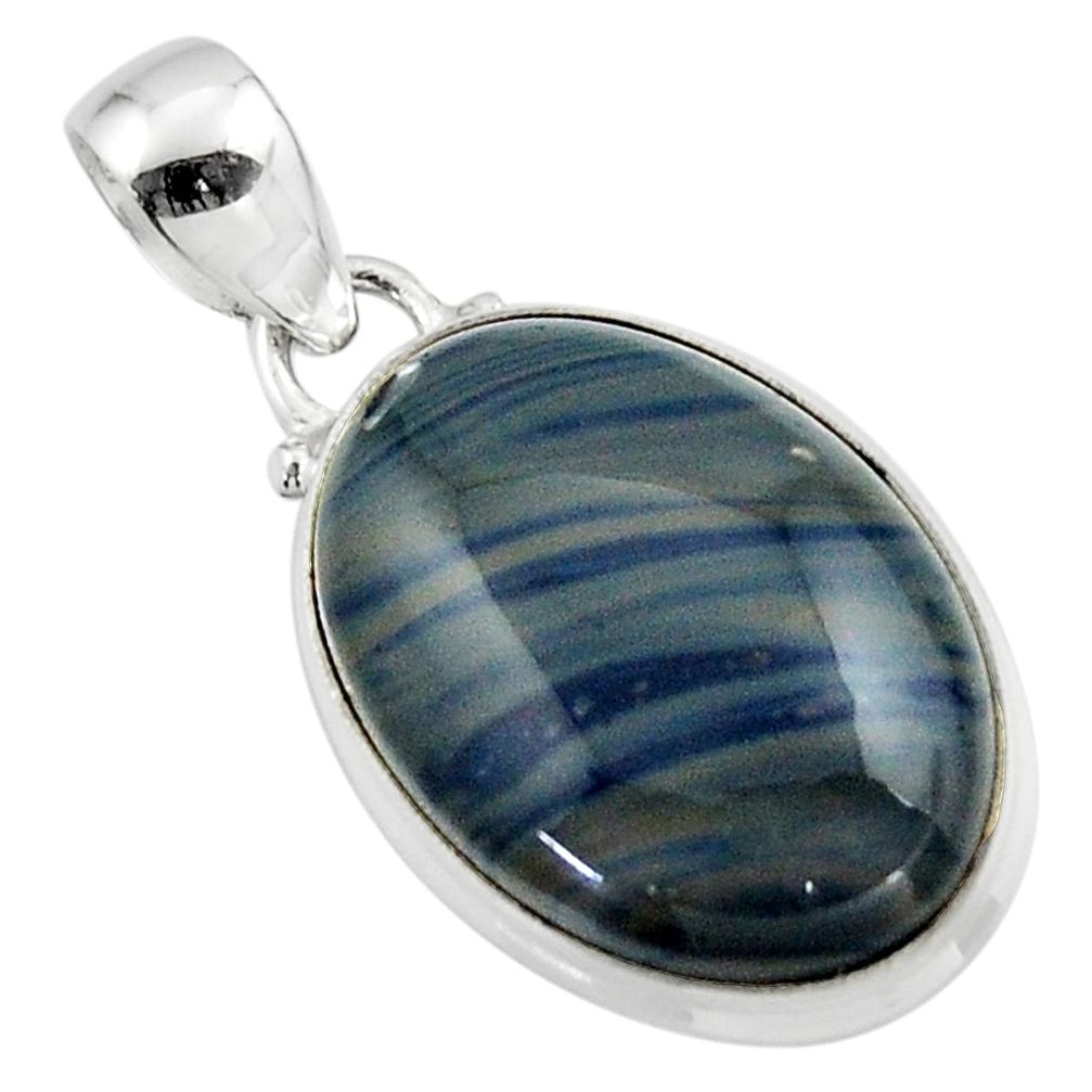 14.23cts natural blue swedish slag 925 sterling silver pendant jewelry r46294