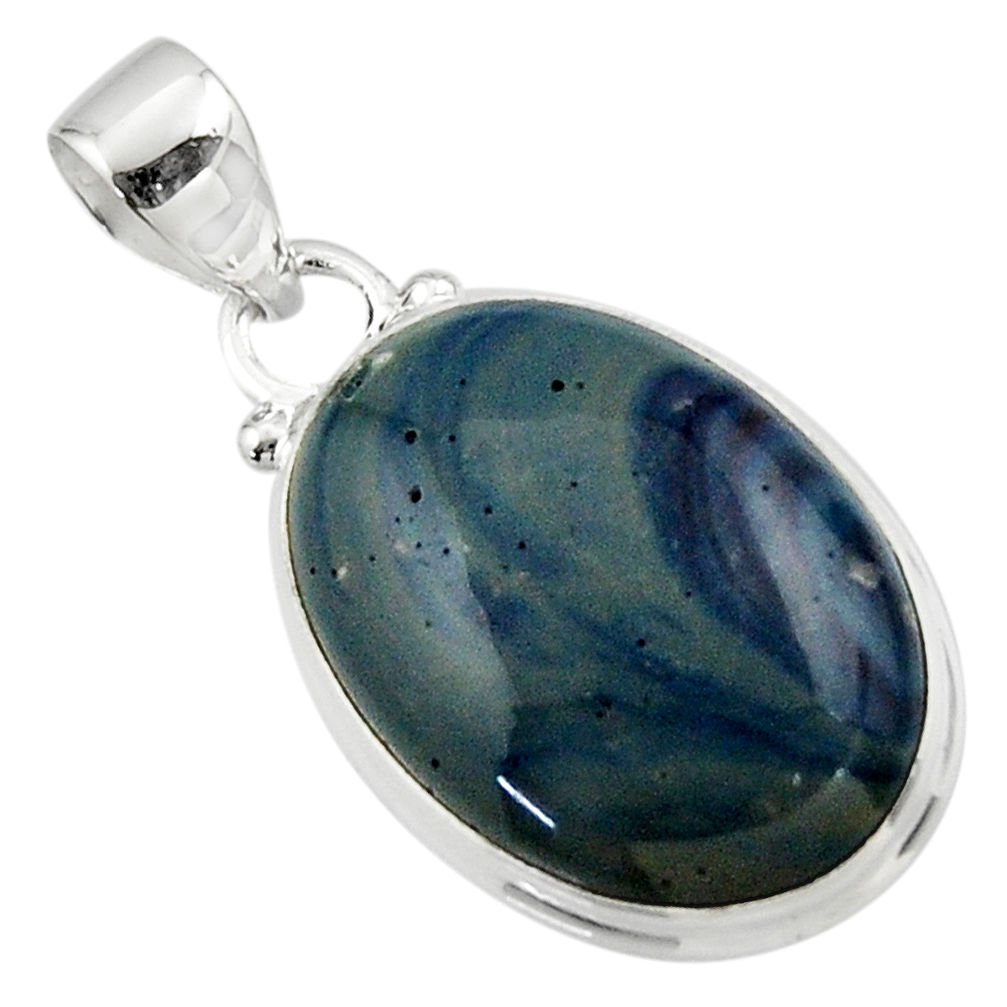 11.38cts natural blue swedish slag 925 sterling silver pendant jewelry r46296