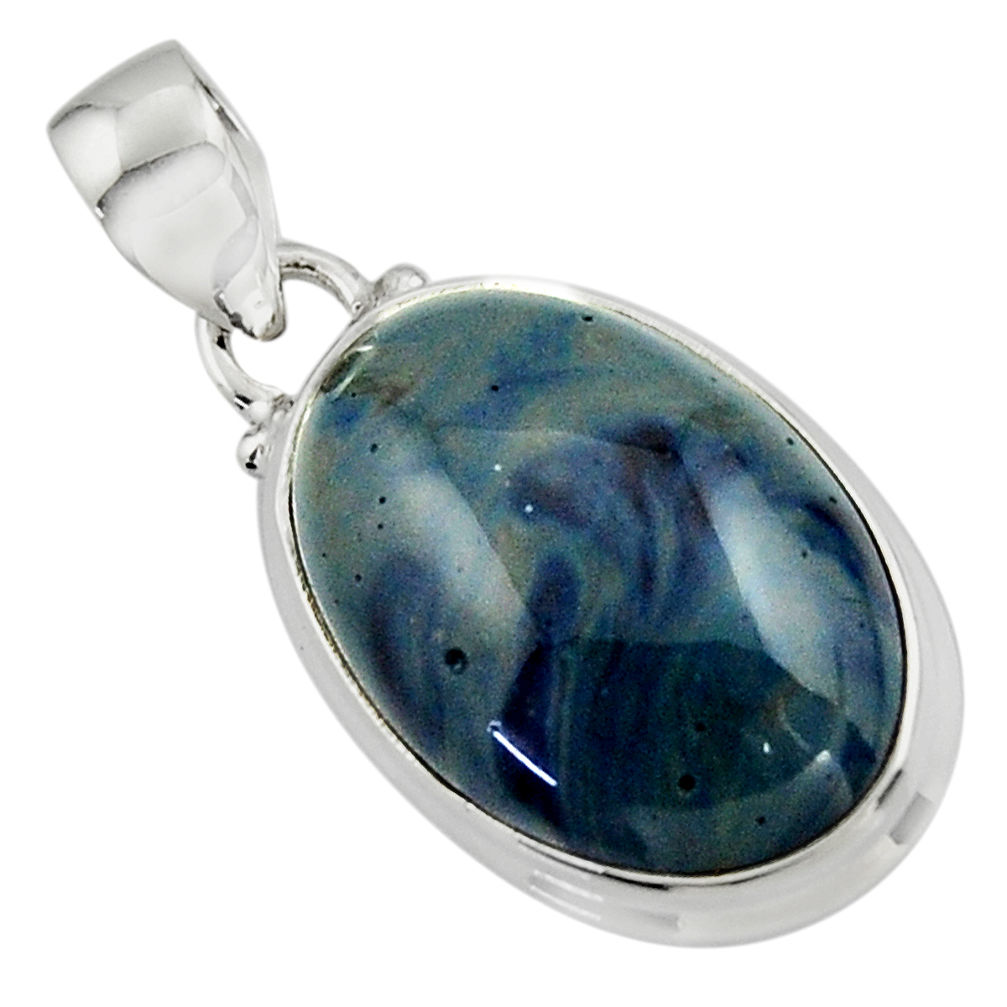 12.98cts natural blue swedish slag 925 sterling silver pendant jewelry r46298